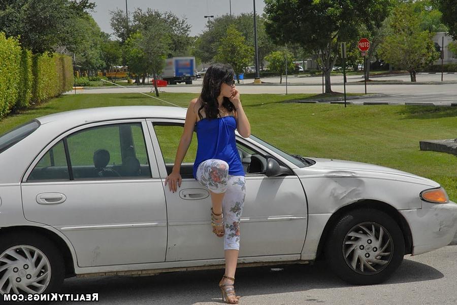 18P Hot lttle latina babe kiki breaks down in her car so agrees to get fucked hard f
