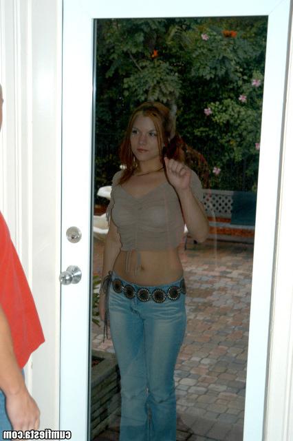 14P Cute shy brunette gives up in her little pussy here