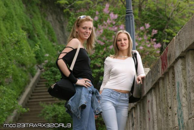 15P Two eurpean blondes getting bent over and fucked in the ass