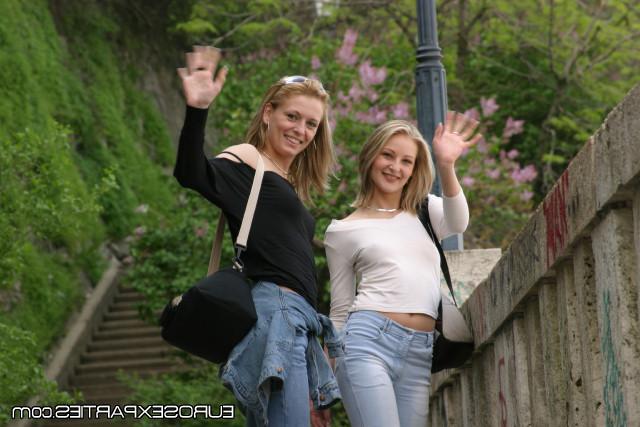 15P Two eurpean blondes getting bent over and fucked in the ass