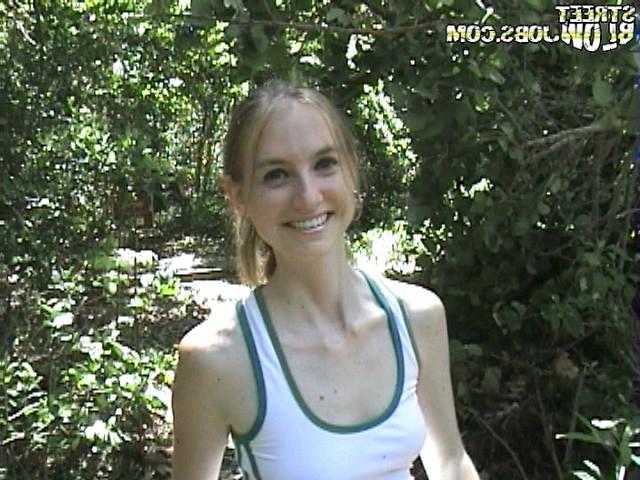 15P Sexy amateur babe gets busted on spy cam while she blows a stranger in the woods