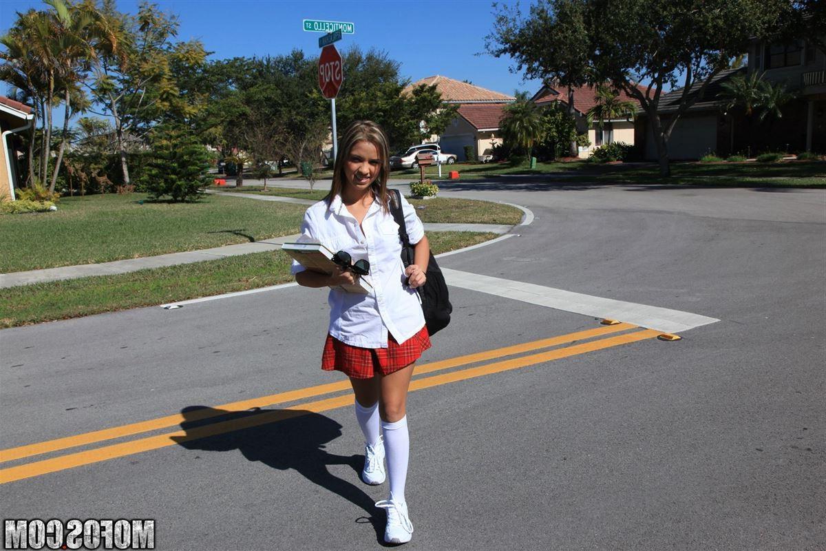 16P Jessicka Alman gets drilled on the couch in a plaid skirt