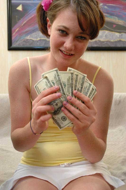 16P Cute round tits teen Lucy Sky threesome fucking for cash