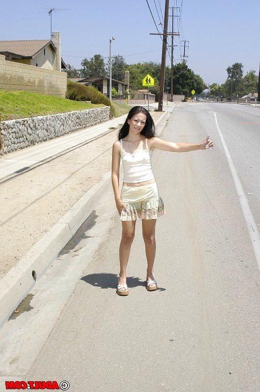 16P teen hitchhiker seducing a guy inside the car