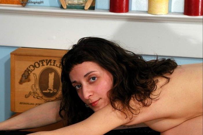 16P Slim Hairy Hippie Naked on a Country Kitchen Table