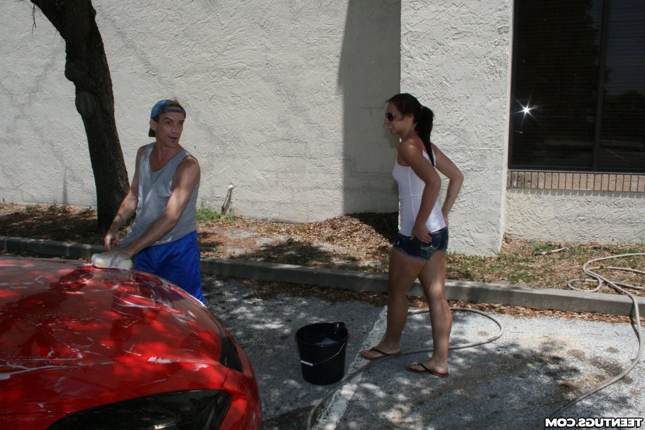 8P Ashley Storm Washing Car And Milking Huge Dick Public