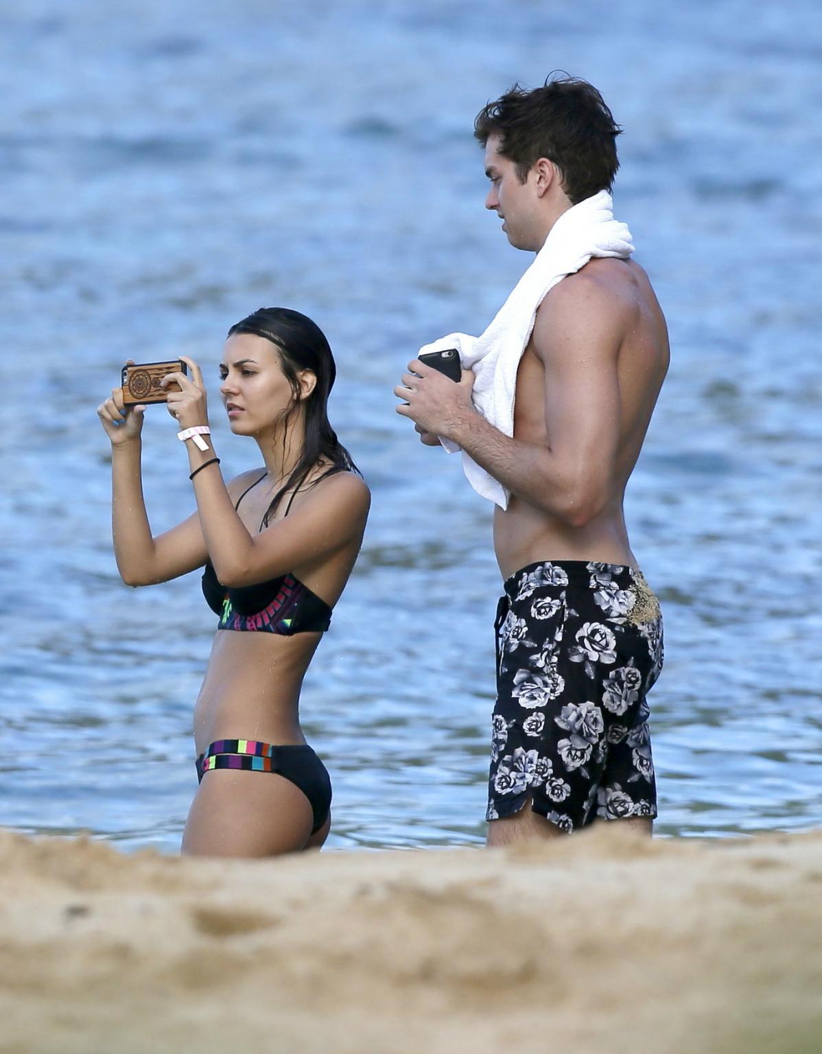 16P Victoria Justice showing off her perfect bikini body in Oahu