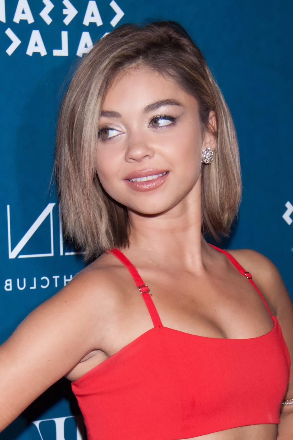 16P Sarah Hyland looks hot in tiny red belly top and pants Omnia Nightclub grand ope