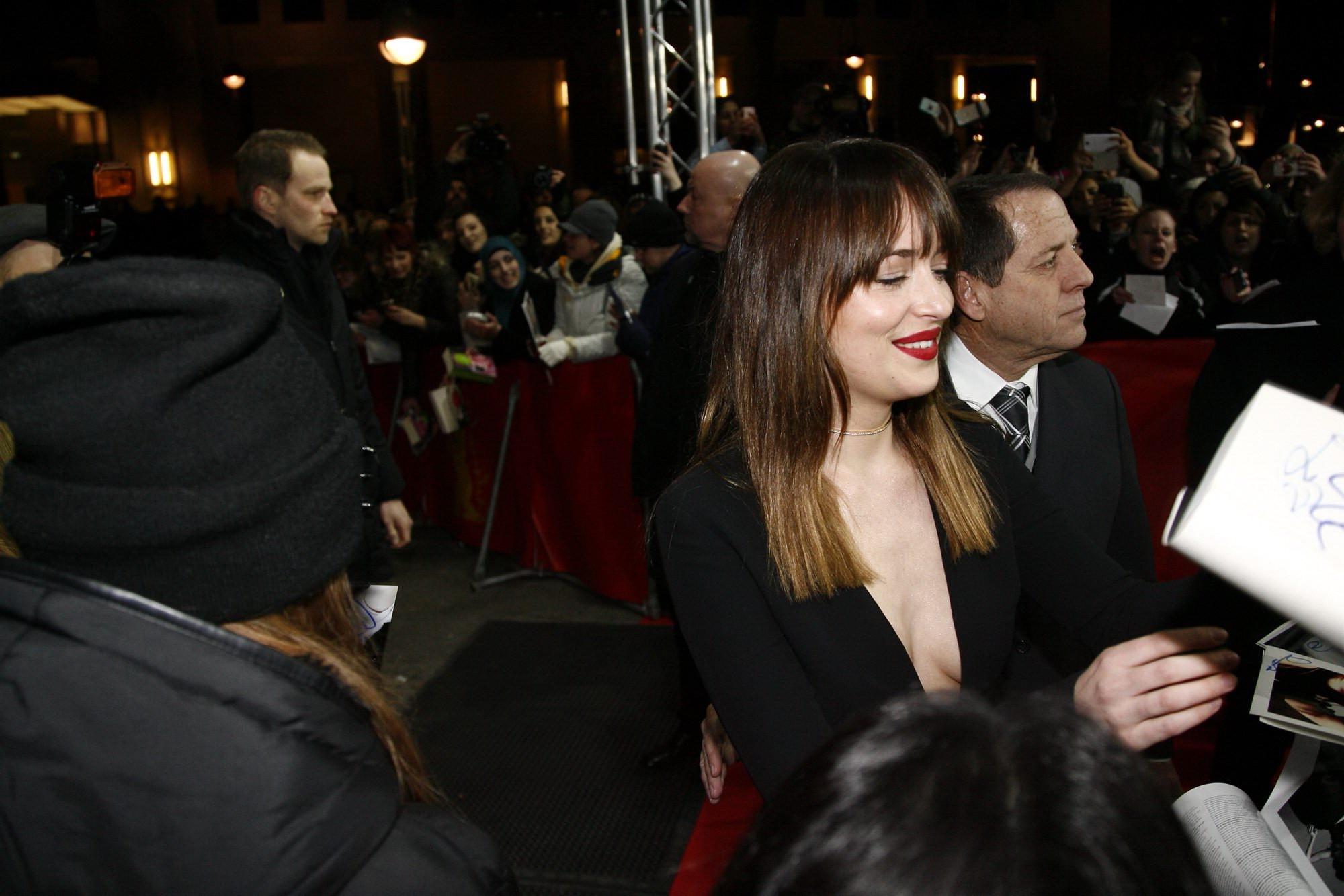 16P Dakota Johnson showing huge cleavage at the Fifty Shades of Grey premiere in Ber