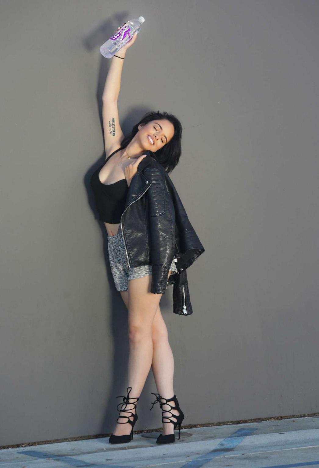 16P Carmireli cleavy and leggy wearing black belly top and shorts at the photoshoot 