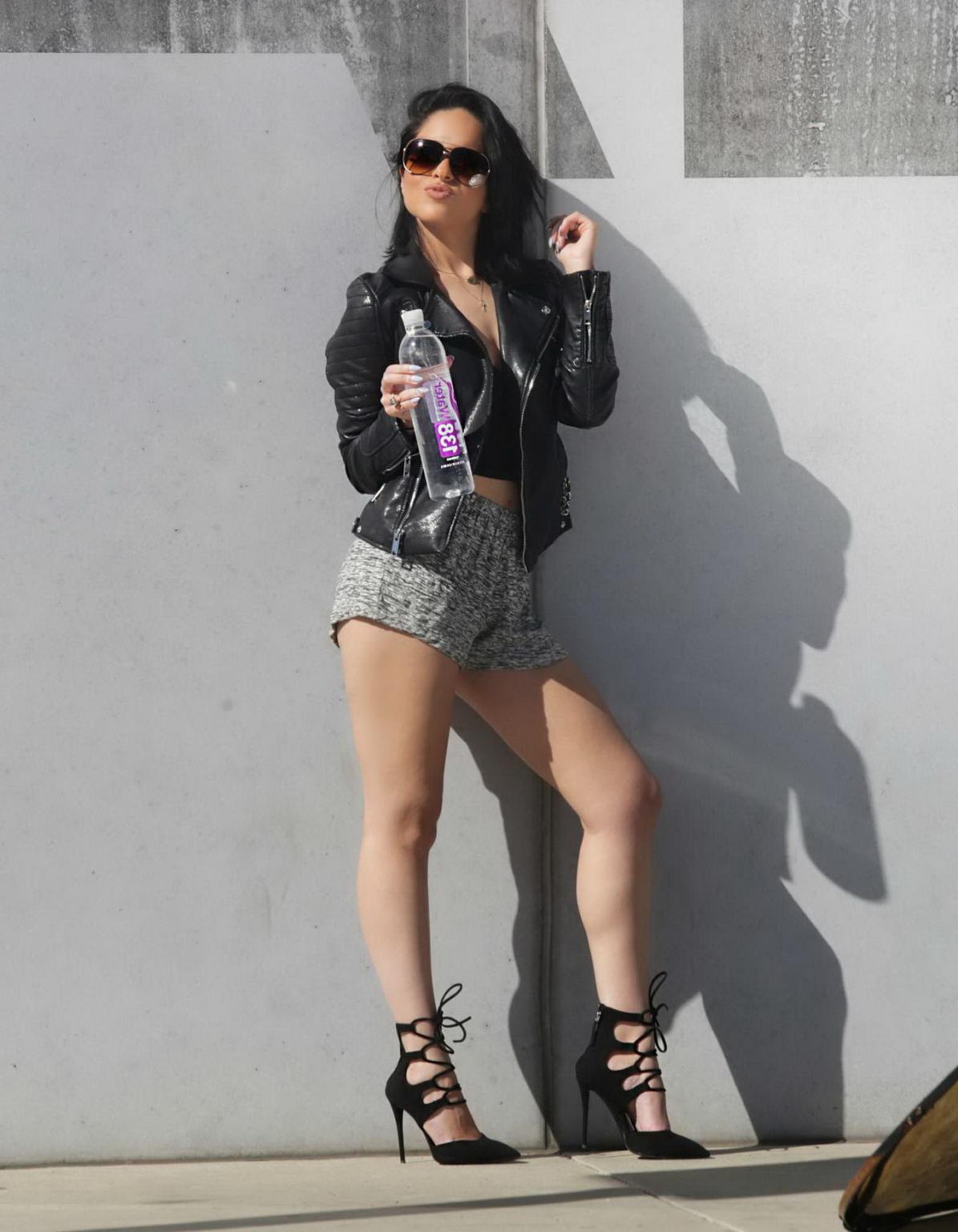 16P Carmireli cleavy and leggy wearing black belly top and shorts at the photoshoot 
