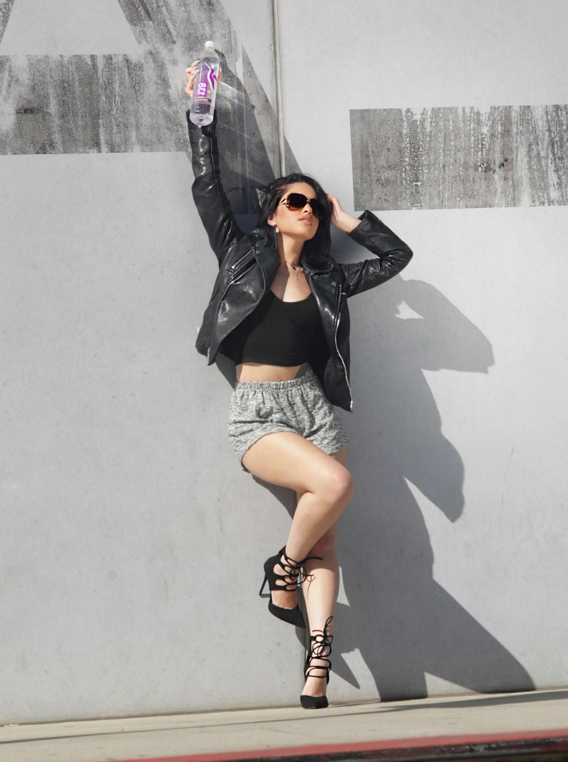 16P Carmireli cleavy and leggy wearing black belly top and shorts at the photoshoot 
