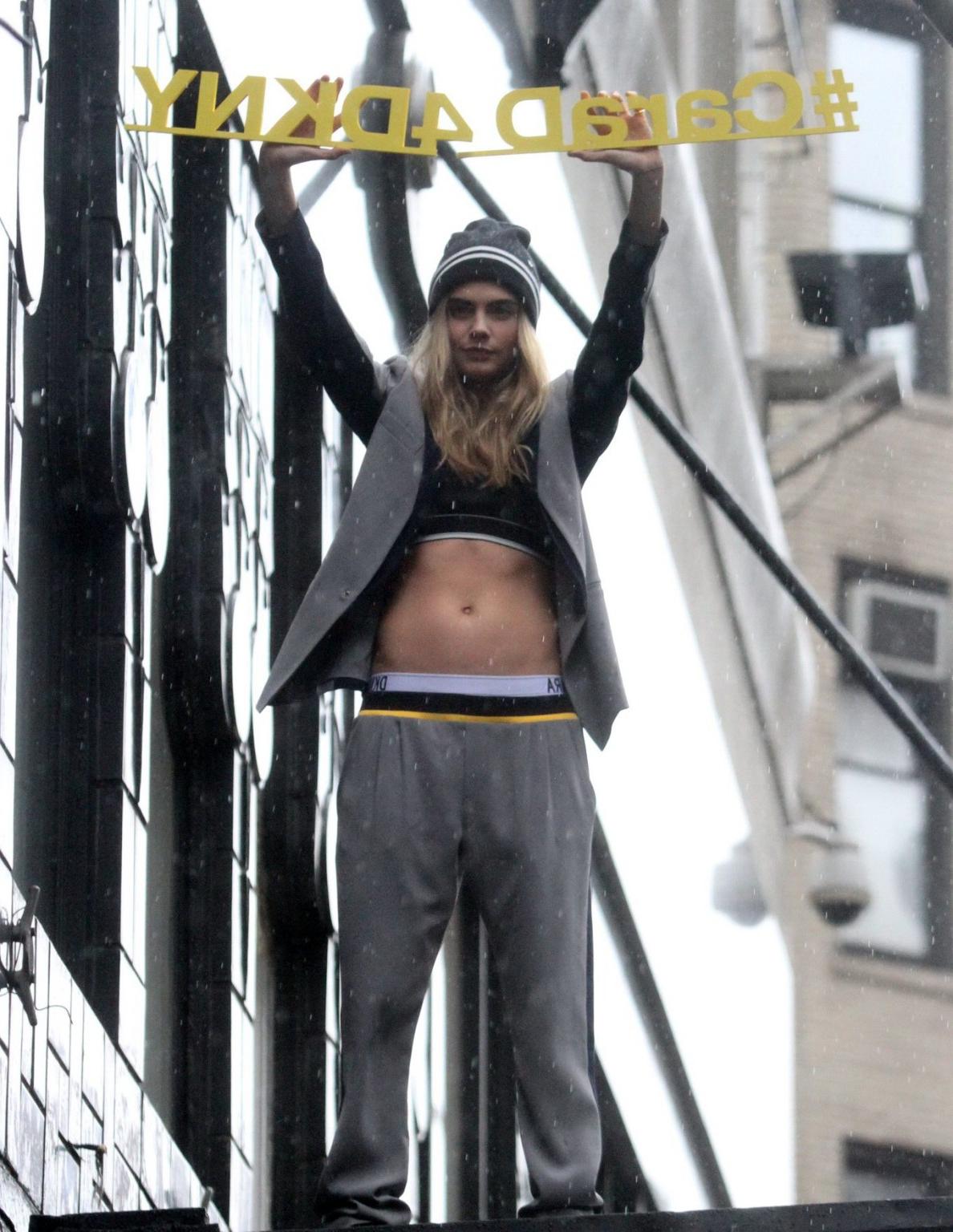 13P Cara Delevingne showing off her belly for the launch of Cara D for DKNY Capsule 