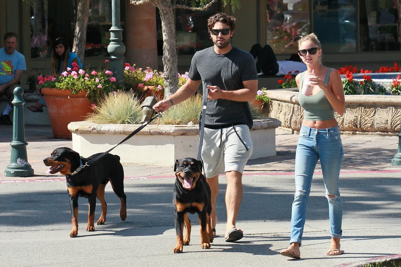 16P Kaitlynn Carter busty wearing tight belly top and ripped jeans out in Malibu