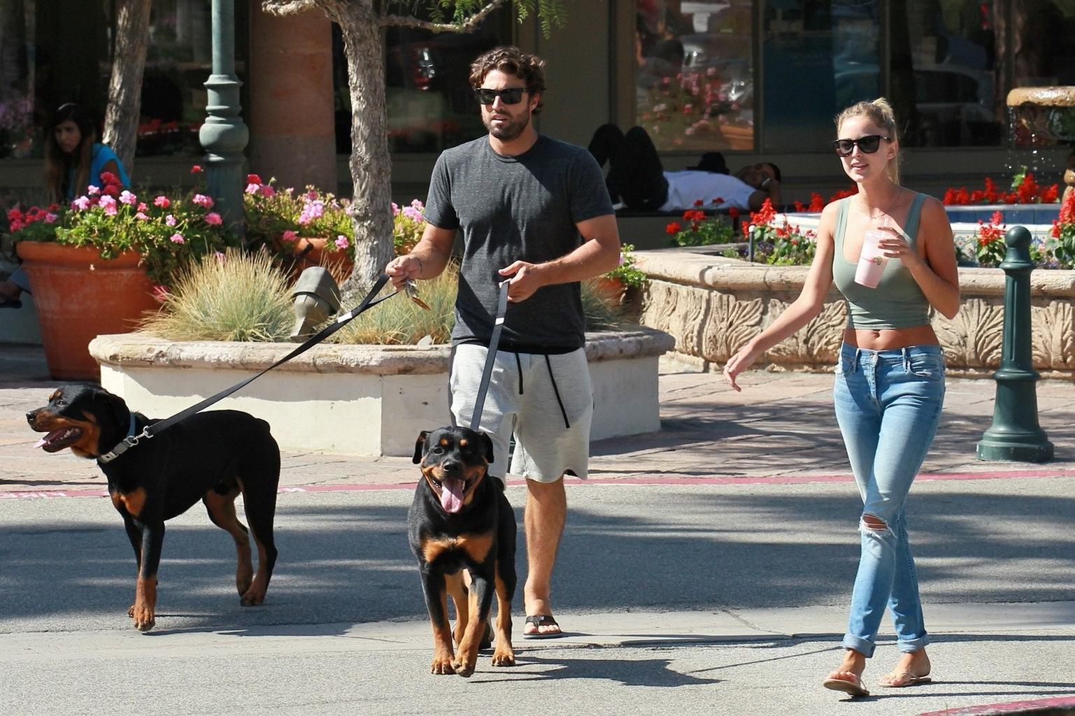 16P Kaitlynn Carter busty wearing tight belly top and ripped jeans out in Malibu