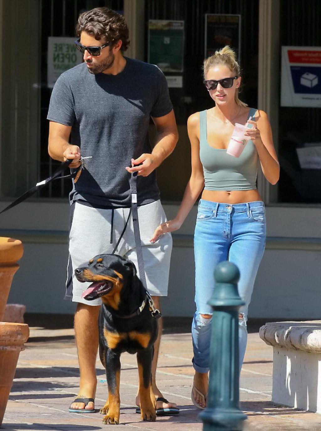 16P Kaitlynn Carter busty wearing tight belly top and ripped jeans out in Malibu