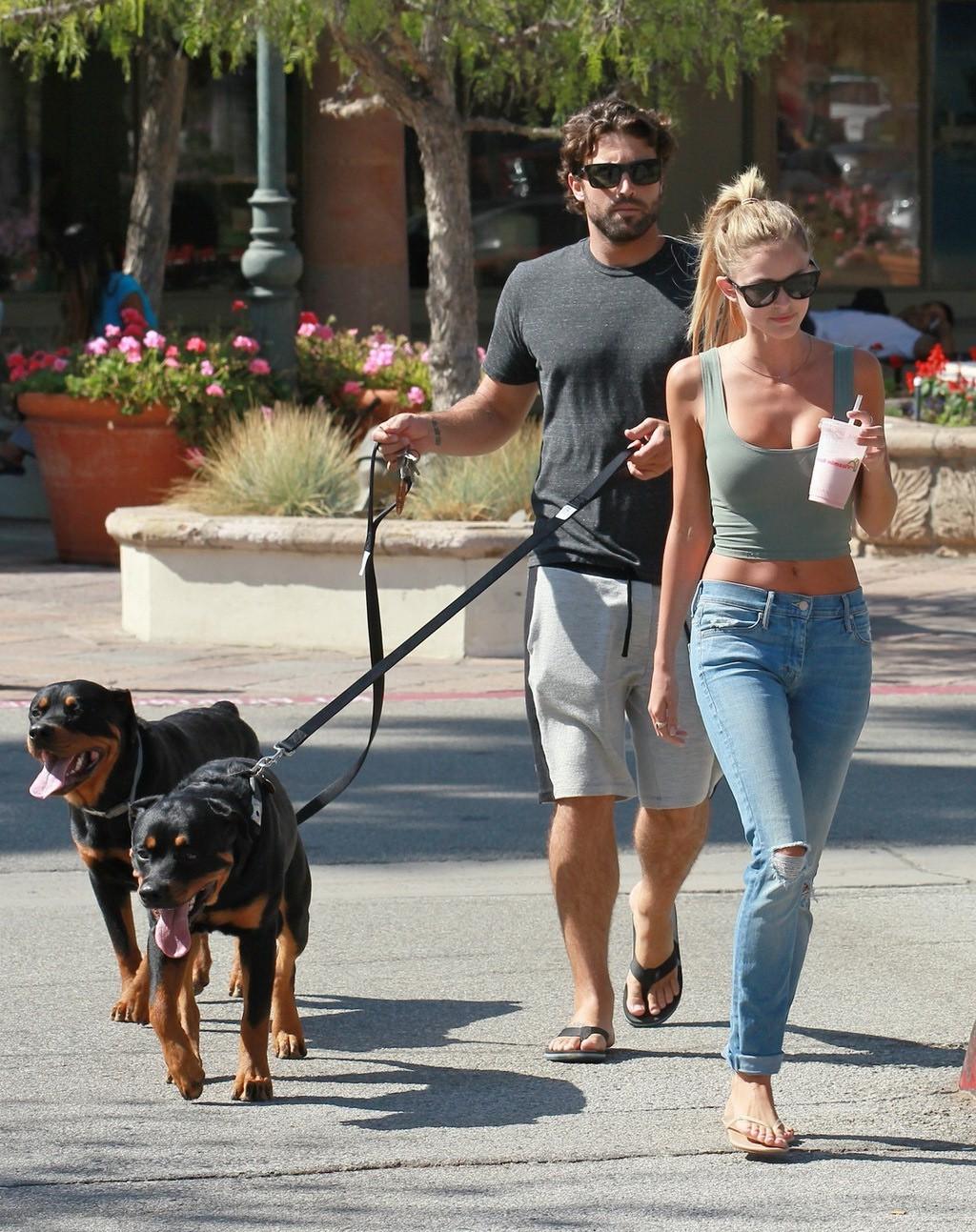 16P Kaitlynn Carter busty wearing tight belly top and ripped jeans out in Malibu