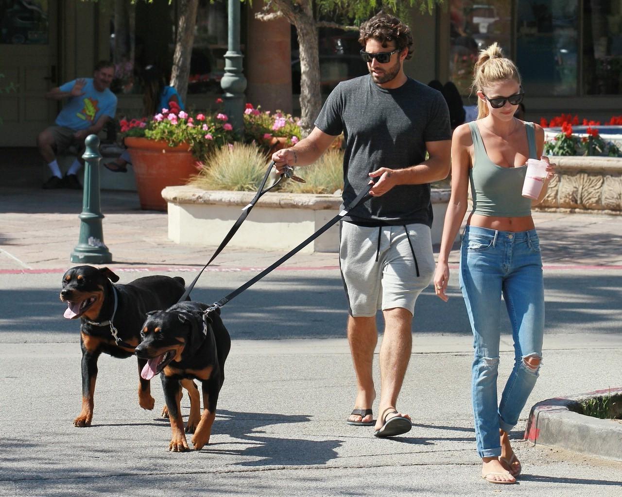 16P Kaitlynn Carter busty wearing tight belly top and ripped jeans out in Malibu