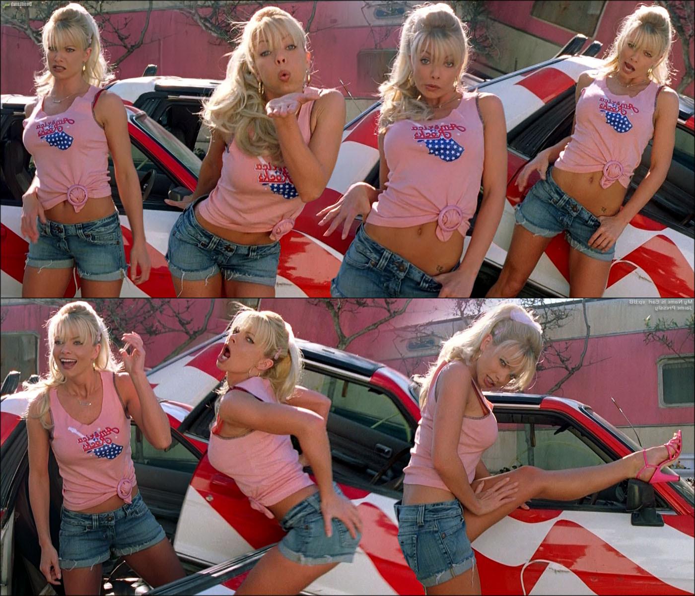 15P Jaime Pressly  see her perfect nude tits and nude pussy covered with a send only
