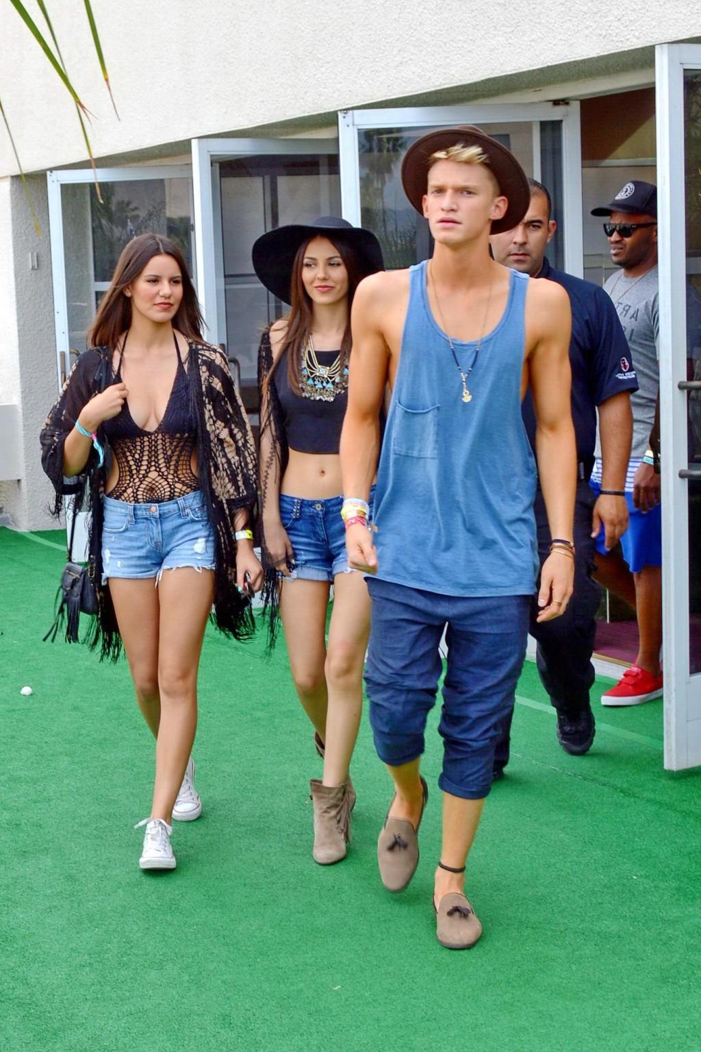 16P Victoria Justice wearing denim shorts and belly top at the Hard Rock Hotel Pool 