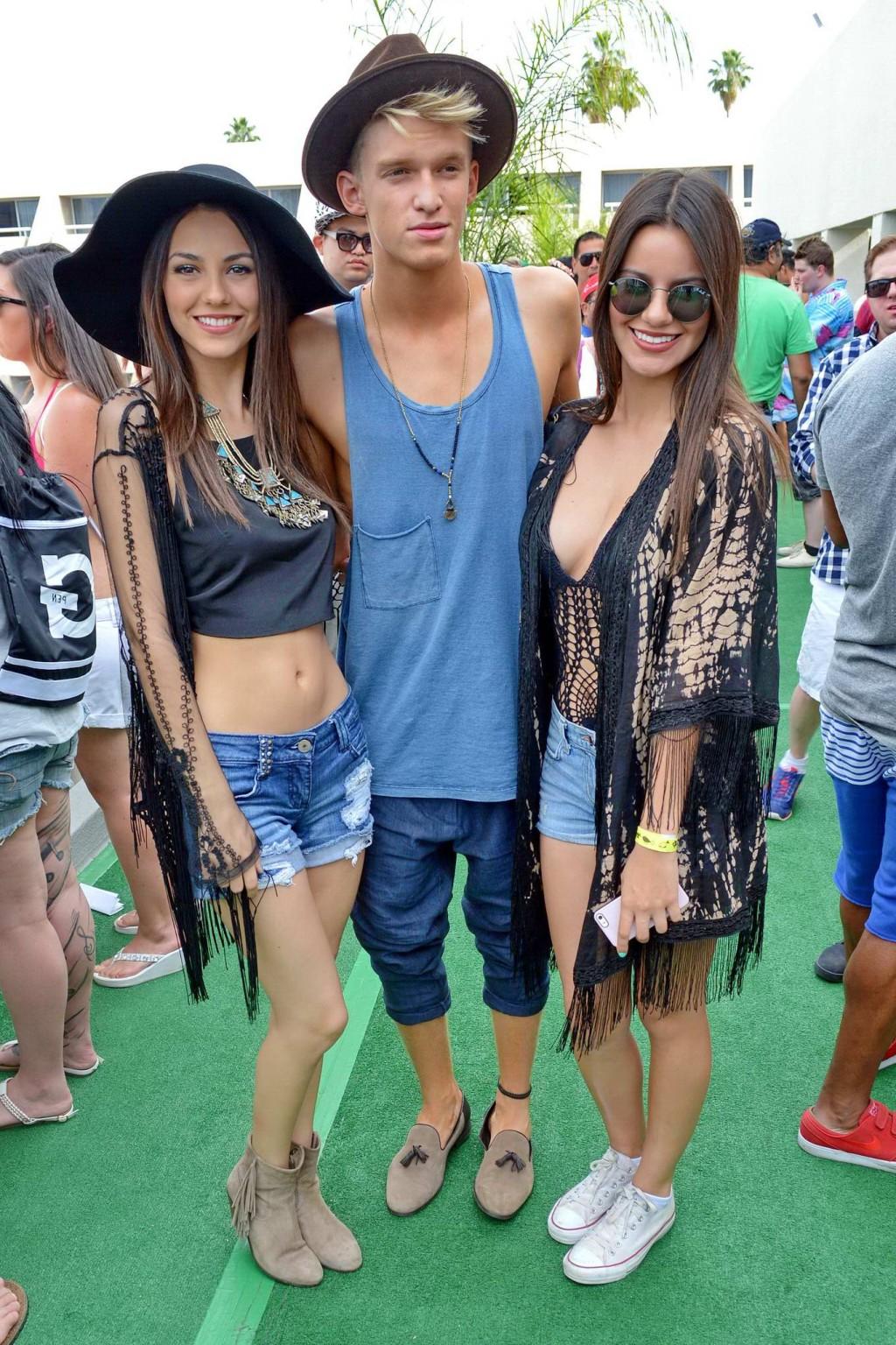 16P Victoria Justice wearing denim shorts and belly top at the Hard Rock Hotel Pool 