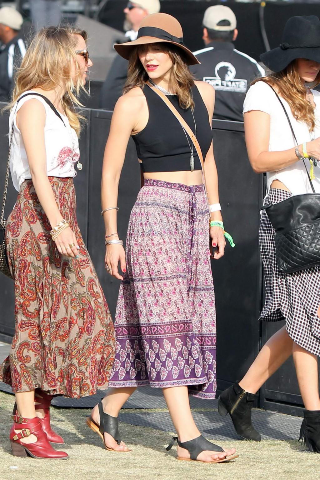 5P Katharine McPhee showing pokies in belly top and seethru skirt