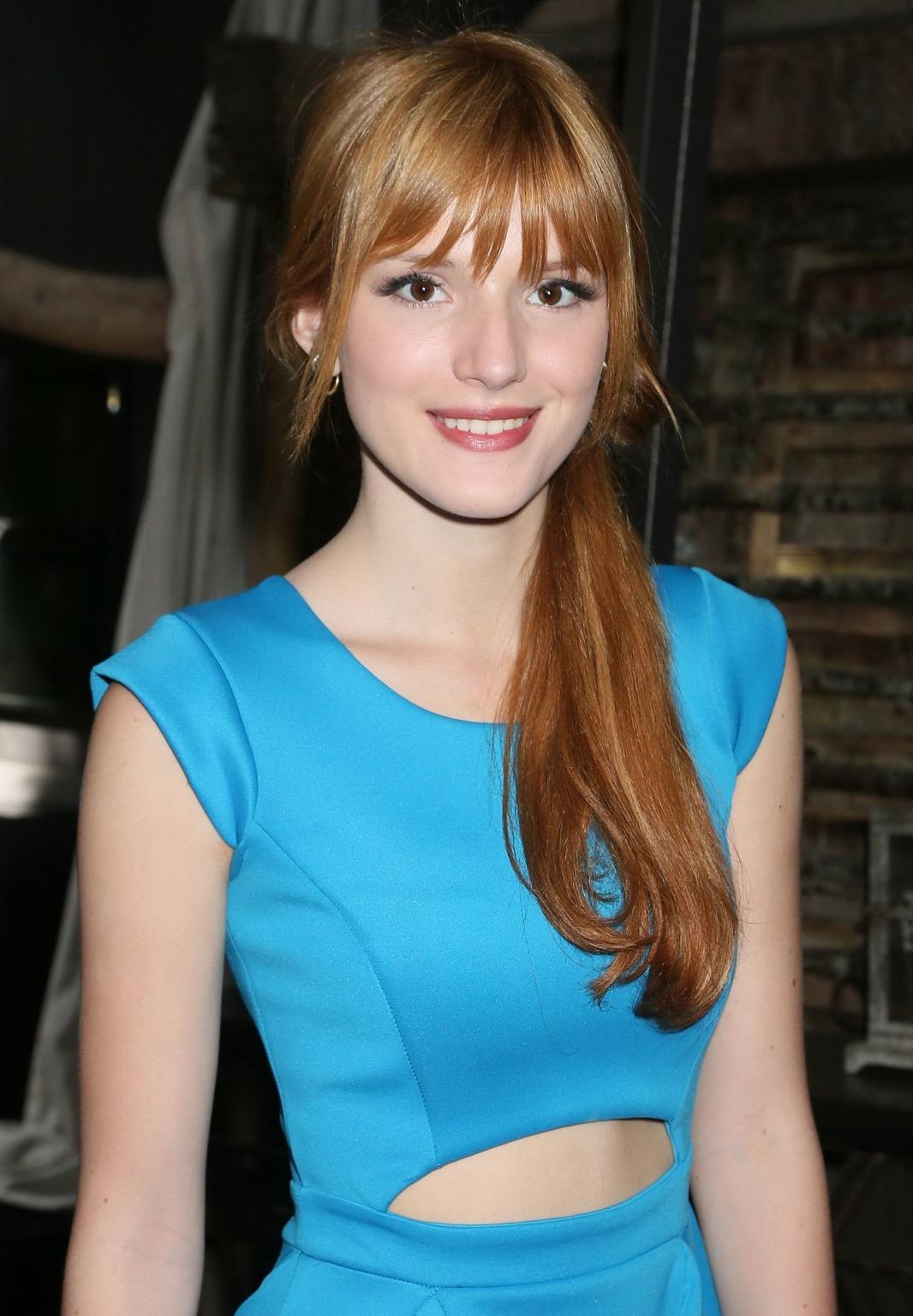 16P Bella Thorne leggy showing her hot belly in skimpy blue dress at Boohoo's Summer