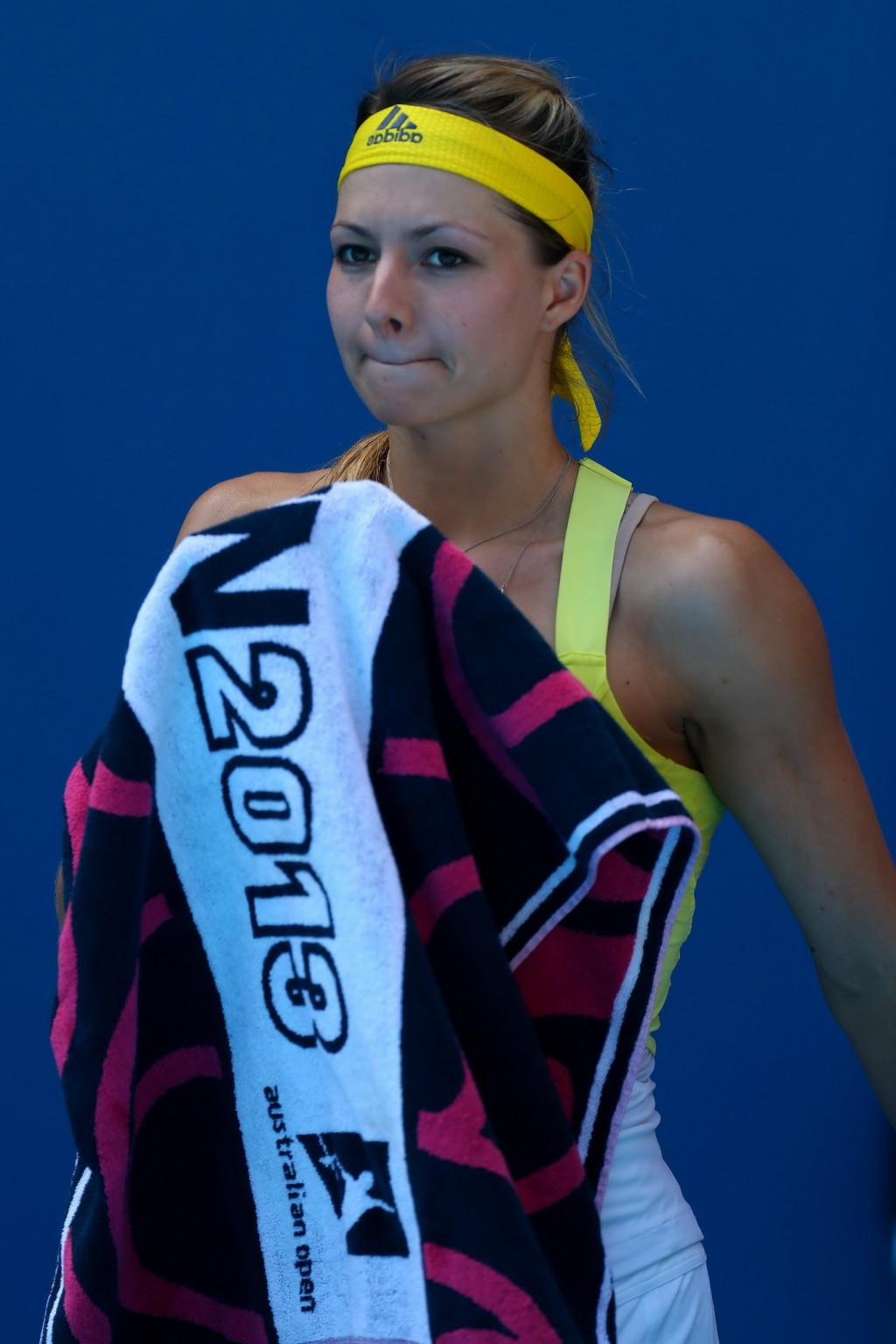 10P Maria Kirilenko flashing her white panties at the 2013 Australian Open