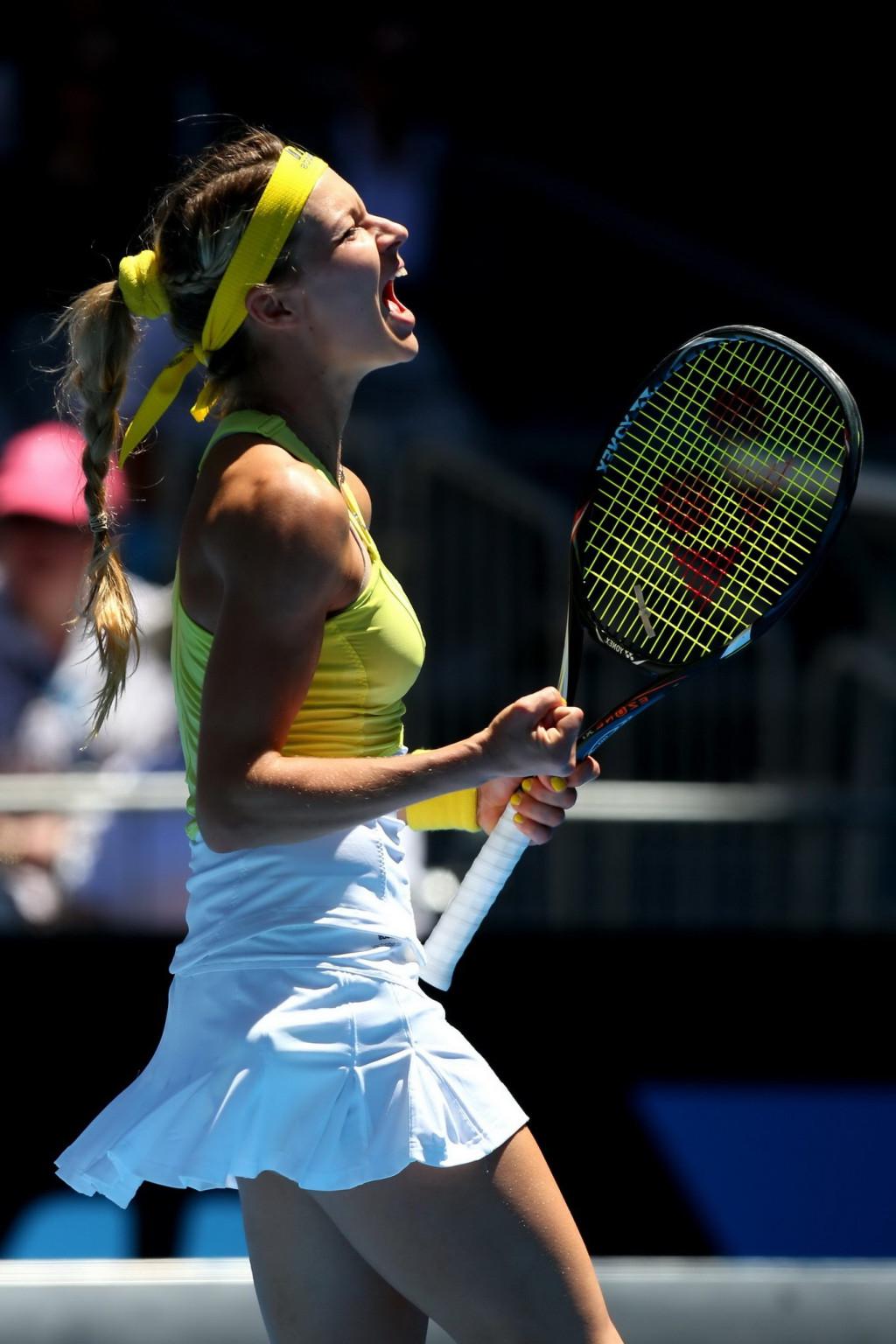 10P Maria Kirilenko flashing her white panties at the 2013 Australian Open