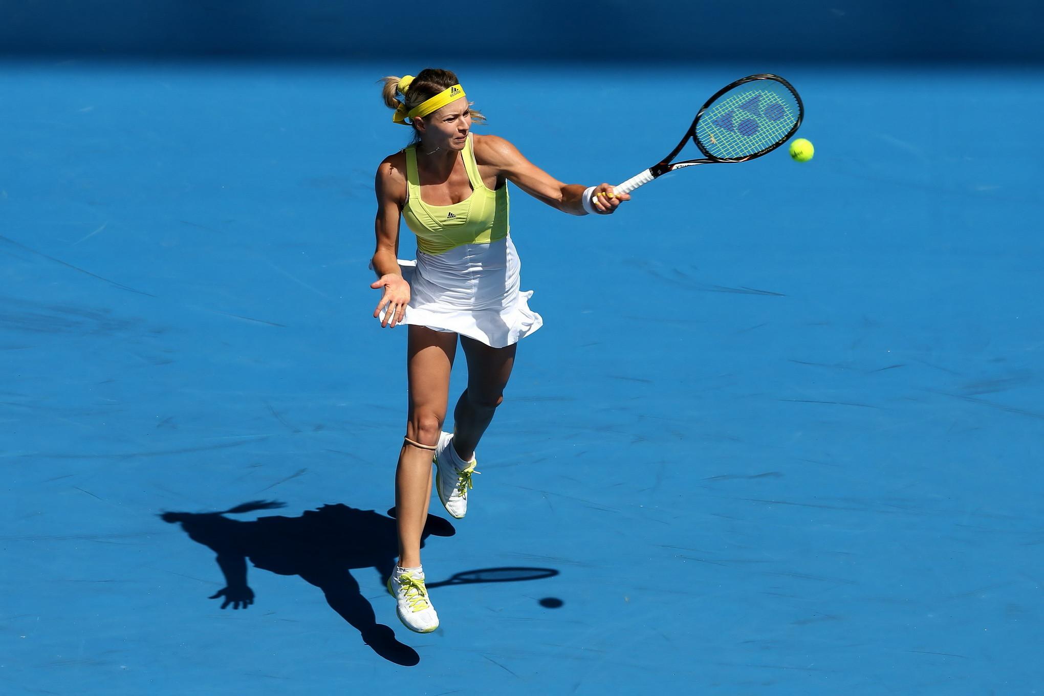 10P Maria Kirilenko flashing her white panties at the 2013 Australian Open