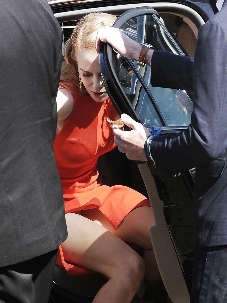 10P Nicole flashing panties upskirt in car and showing ass and tits