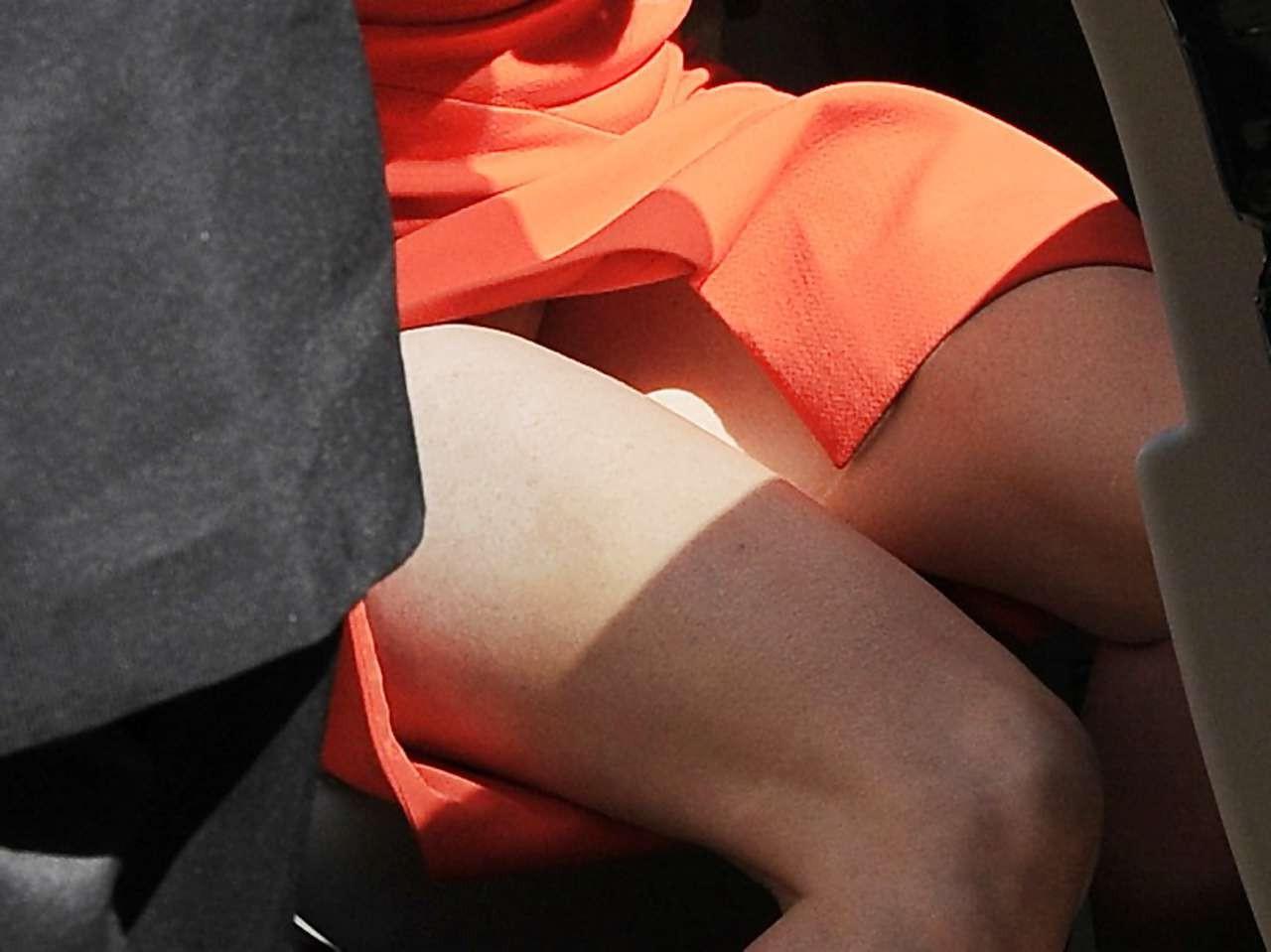 10P Nicole flashing panties upskirt in car and showing ass and tits