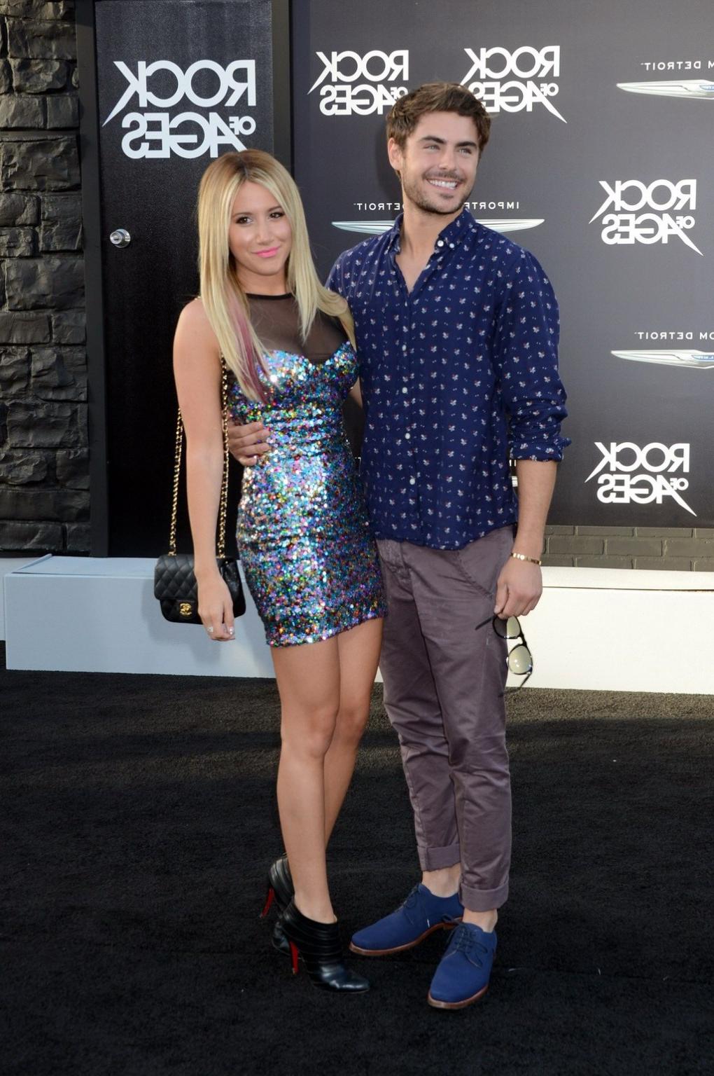 10P Ashley Tisdale amazingly hot in shiny tight mini dress at Rock of Ages premiere 