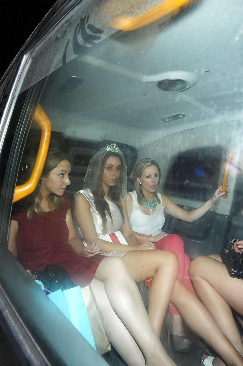 10P Una Healy flashing her colorful panties upskirt in car