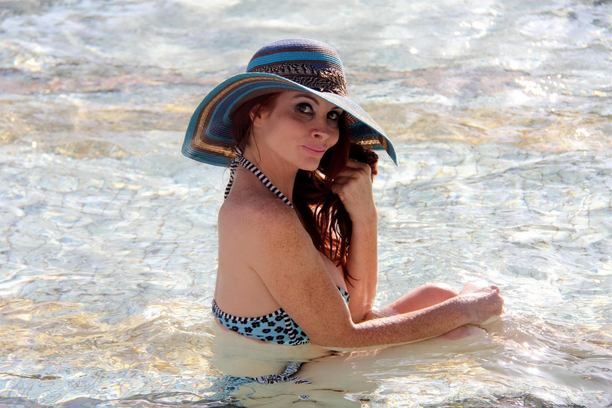 16P Phoebe Price bikini nip slip at The Venetian Hotel pool in Las Vegas