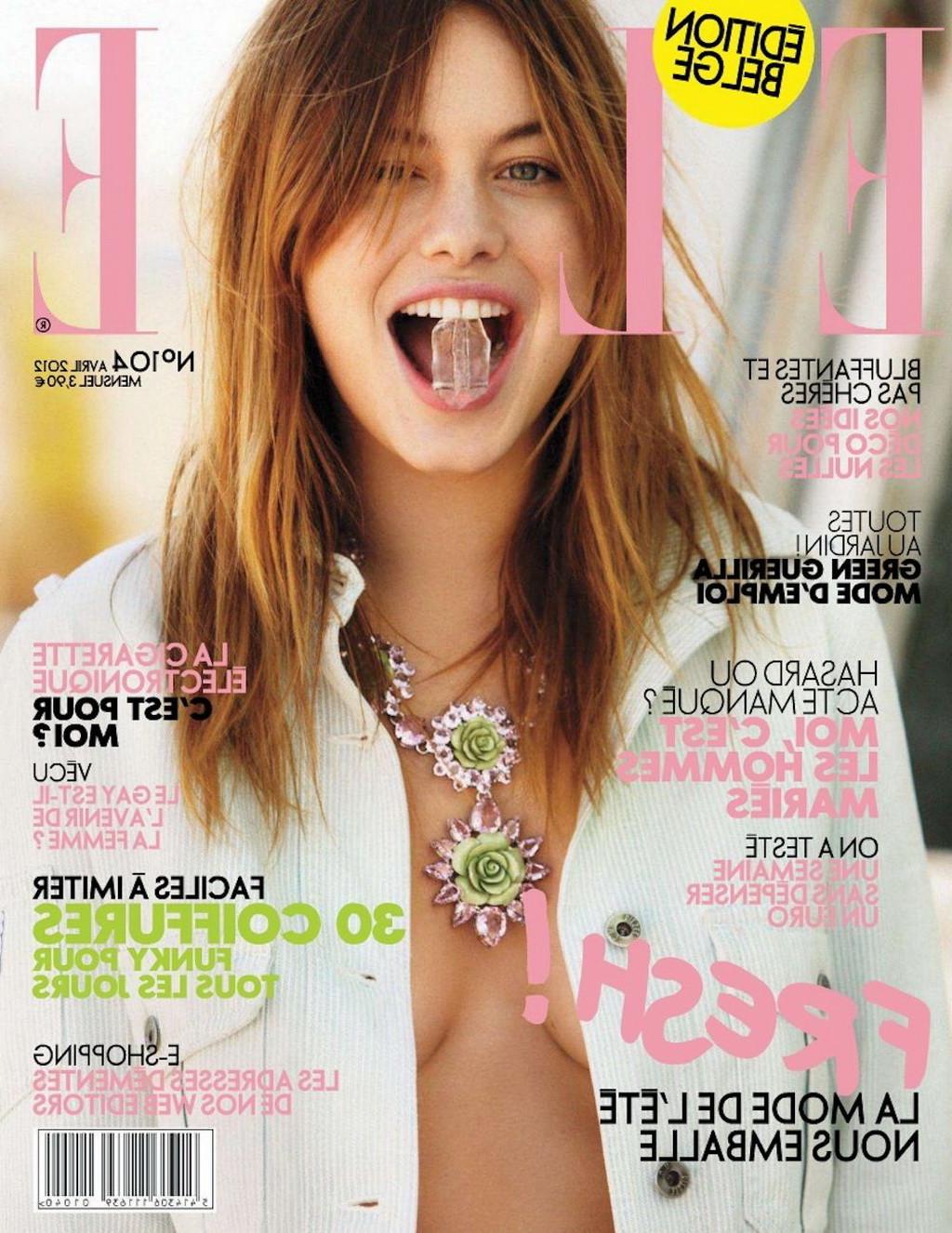 16P Camille Rowe showing off her boobs  ass for April 2012 issue of Belgian Elle Mag