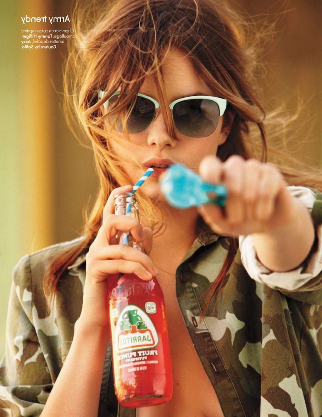 16P Camille Rowe showing off her boobs  ass for April 2012 issue of Belgian Elle Mag