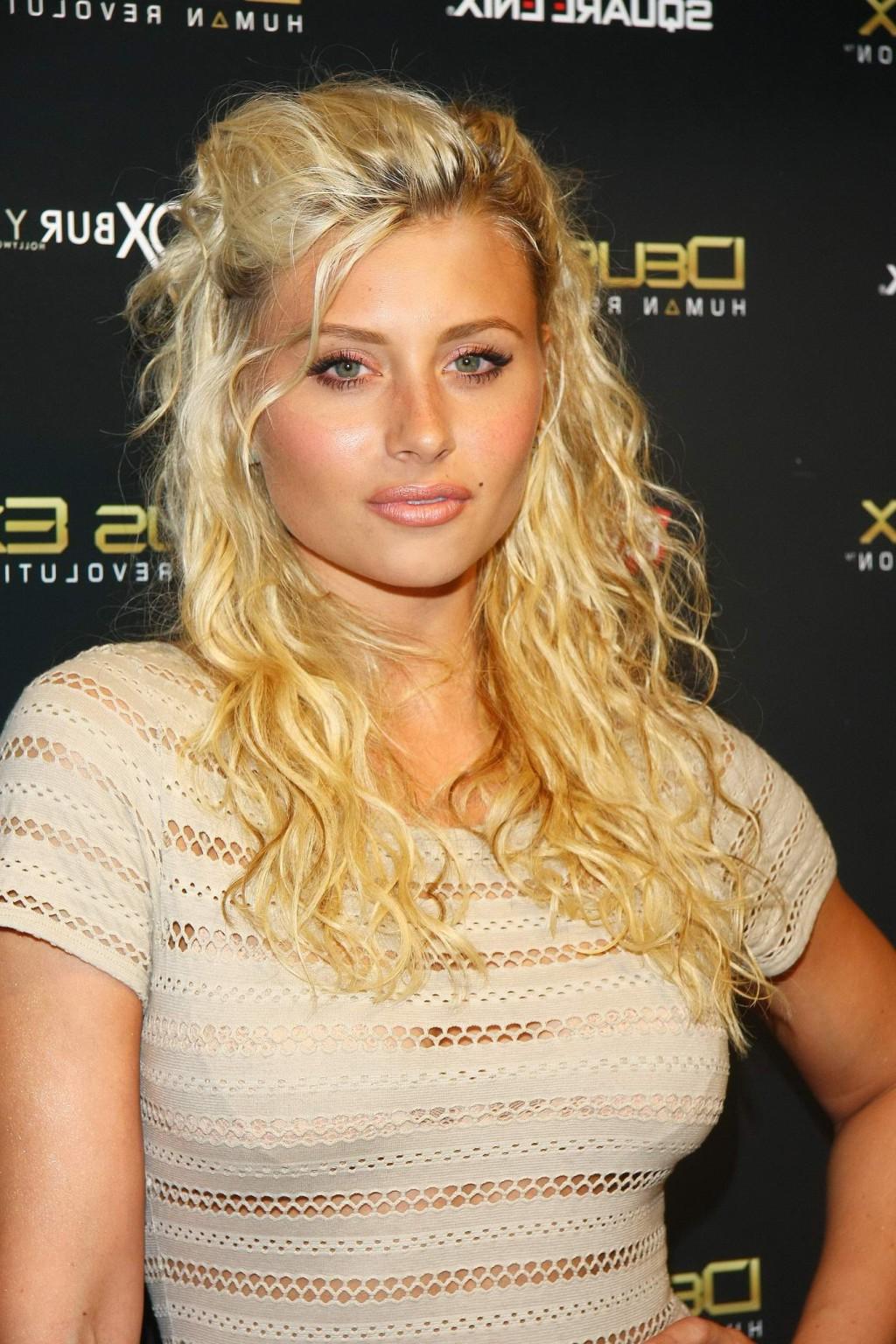 16P Alyson Michalka leggy wearing see through mini dress over skin-colored bra