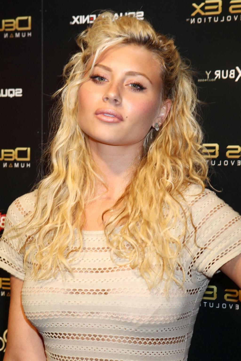 16P Alyson Michalka leggy wearing see through mini dress over skin-colored bra