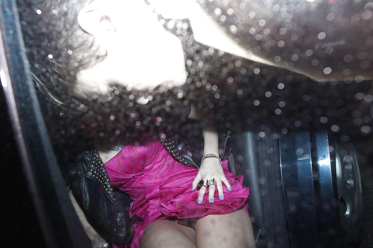 16P Pixie Lott showing her panties upskirt in car and leggy paparazzi pictures