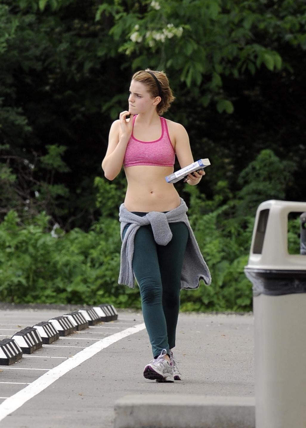 16P Emma Watson shows off her belly wearing sexy sports outfit in Pittsburgh