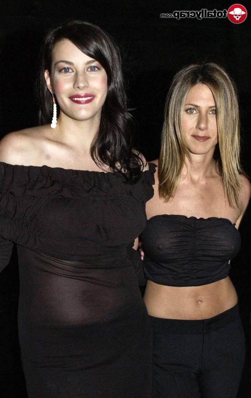 16P Jennifer Aniston flashing her nice boobs in see thru top and upskirt in car papa