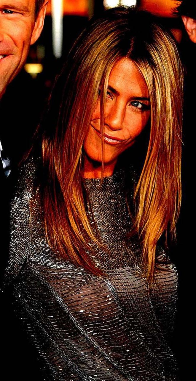 16P Jennifer Aniston flashing her nice boobs in see thru top and upskirt in car papa