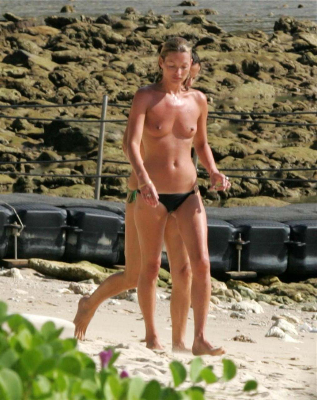 16P Kate Moss flashing her panties upskirt in car and exposing her boobs on beach