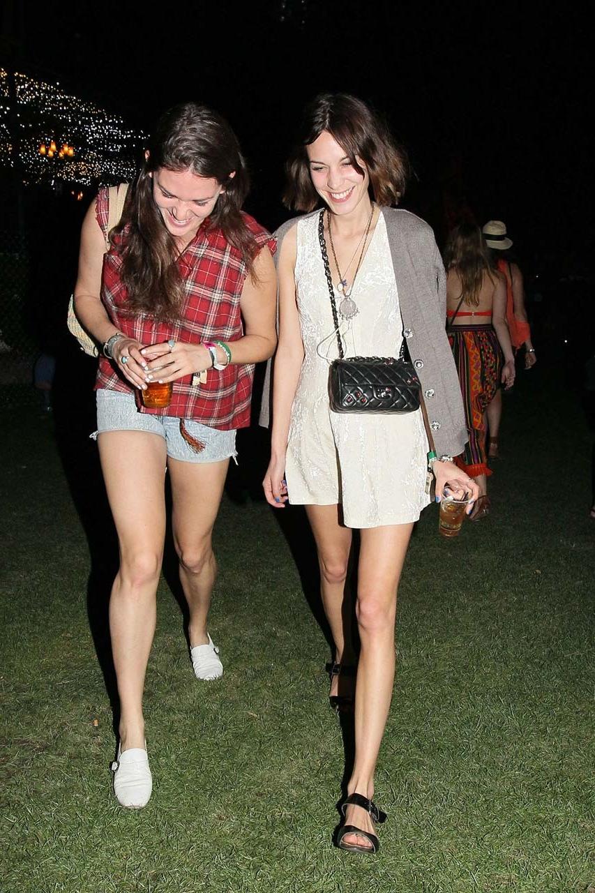 16P Alexa Chung upskirt in car paparazzi pictures and posing topless and leggy in mi