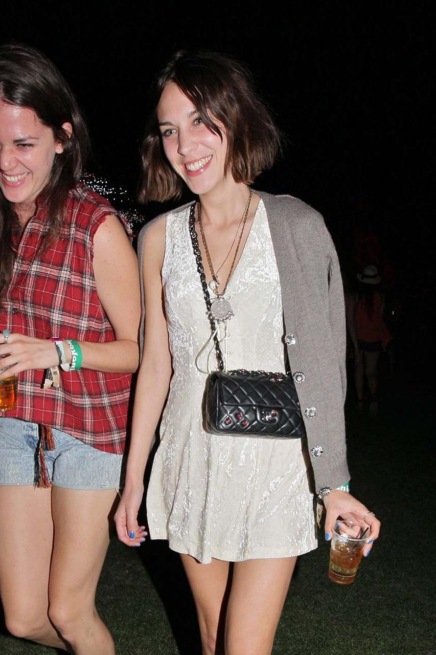 16P Alexa Chung upskirt in car paparazzi pictures and posing topless and leggy in mi