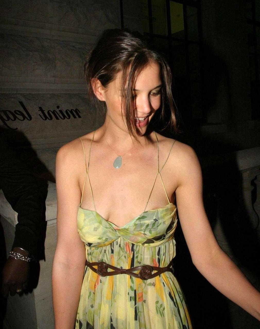 16P Katie Holmes flashing her panties upskirt in car and topless