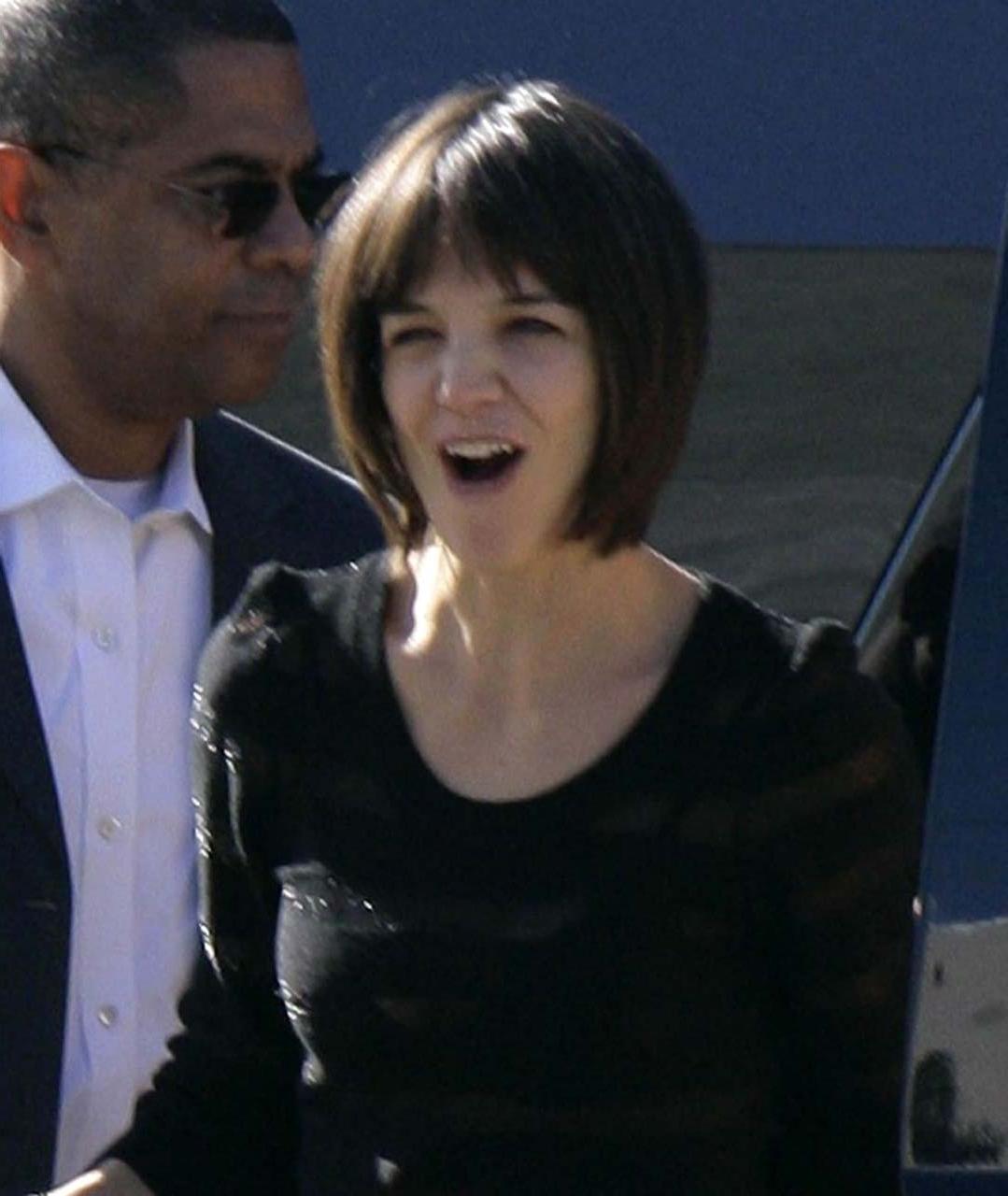 16P Katie Holmes flashing her panties upskirt in car and topless