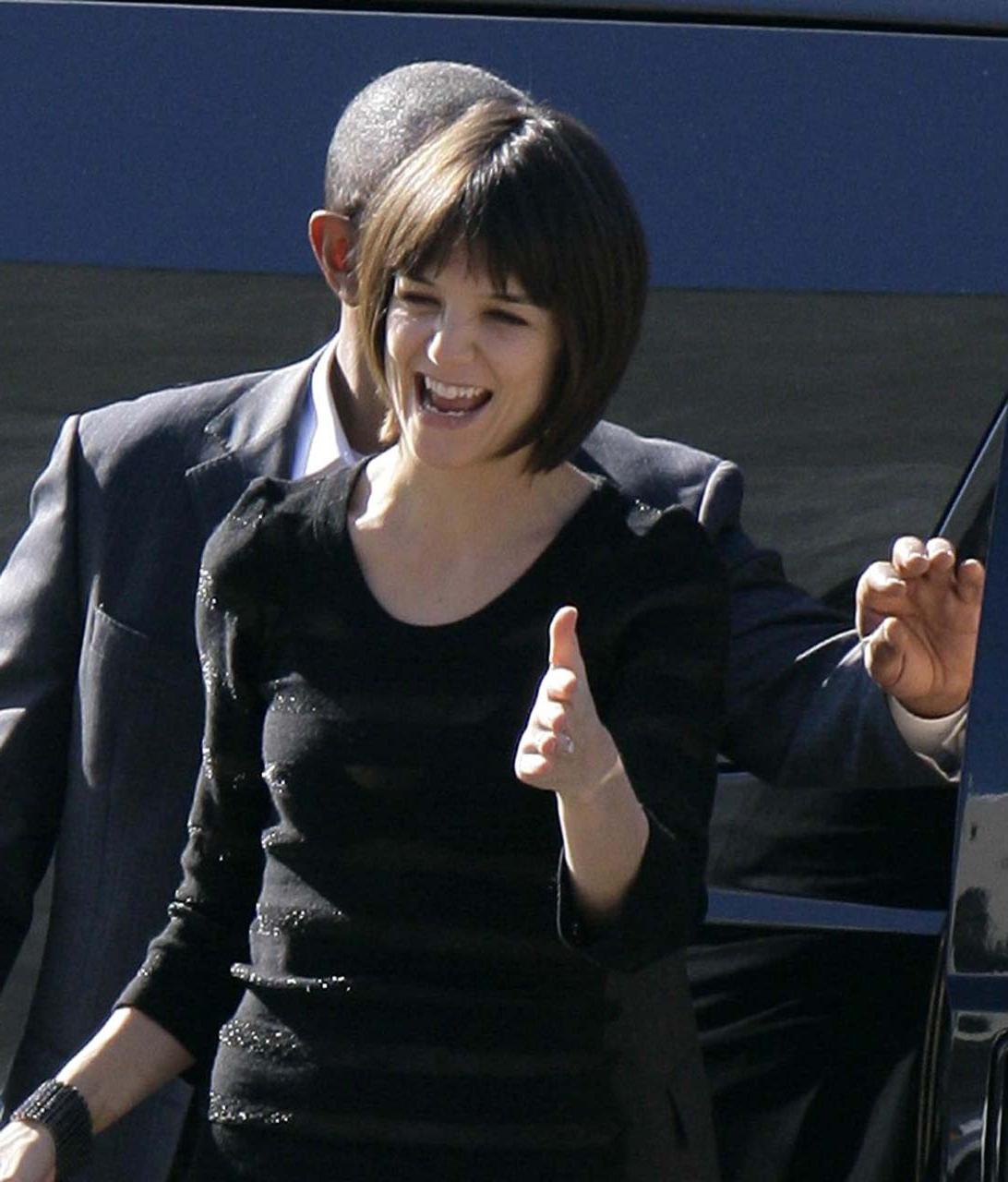 16P Katie Holmes flashing her panties upskirt in car and topless
