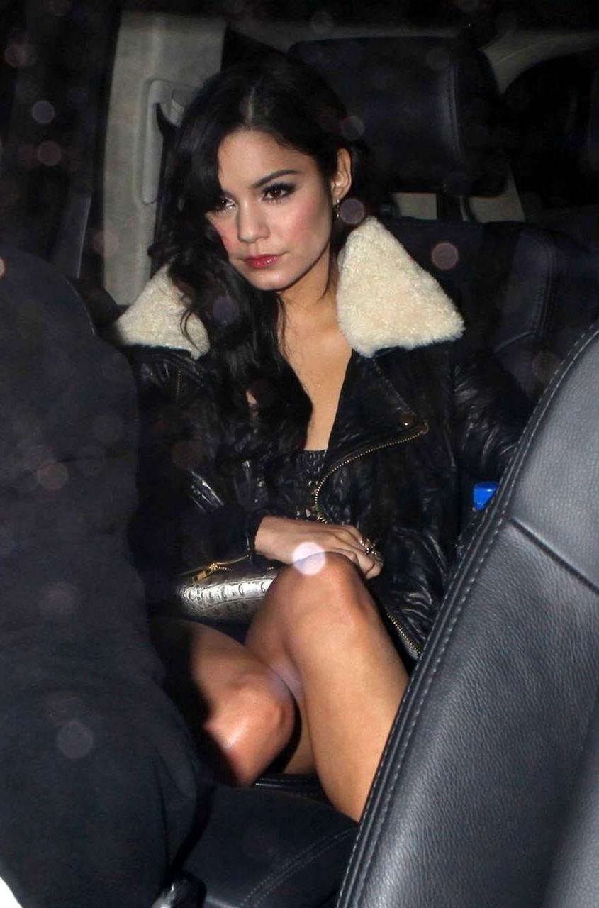 16P Vanessa Hudgens almost upskirt in car and show tits and pussy